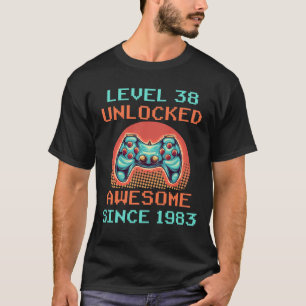 Camiseta Nível 38 Desbloqueado Incrível 1983 Vídeo Game 
