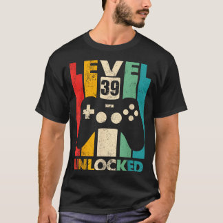 Camiseta Nível 39 desbloqueado aniversário de 39 anos video