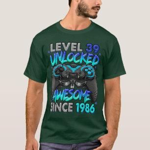 Camiseta Nível 39 Desbloqueado Incrível Desde 1986 39º Aniv