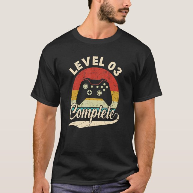 Camiseta Nível 3 Completado 3º Aniversário De Casamento Par (Frente)
