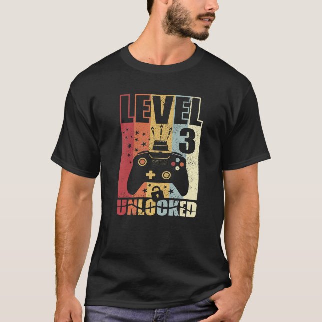 Camiseta Nível 3 de Aniversário Desbloqueado aniversário de (Frente)