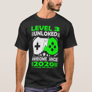 Camiseta Nível 3 Desbloqueado Incrível Desde 2020 aniversár