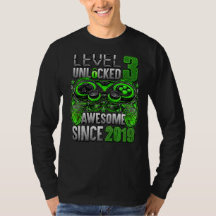 Camiseta Nível 3 Desbloqueado Incrível Desde a aniversário 