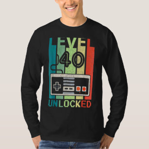 Camiseta Nível 40 aniversário de 40 anos de jogador de víde
