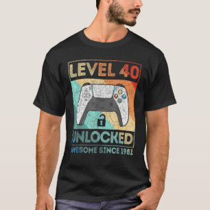 Camiseta Nível 40 Aniversário Desbloqueado De 40 Anos Si Fa