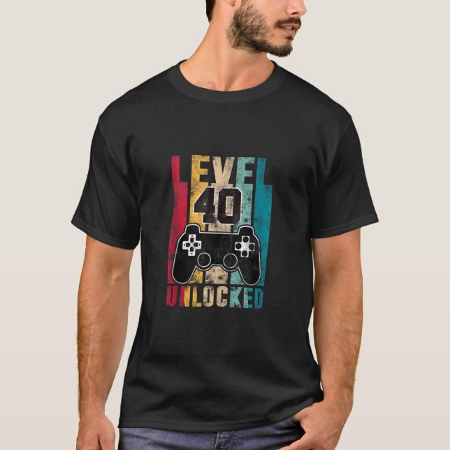 Camiseta Nível 40 Desbloqueado com 40 anos Oferece aos joga (Frente)