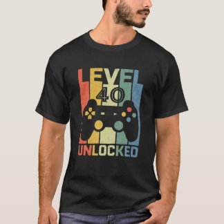 Camiseta Nível 40 Desbloqueado Gamer De Vídeo 40 Anos Com 4