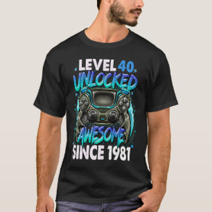 Camiseta Nível 40 Desbloqueado Incrível Desde 1981 aniversá