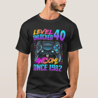 Camiseta Nível 40 Desbloqueado Incrível Desde 1982 aniversá
