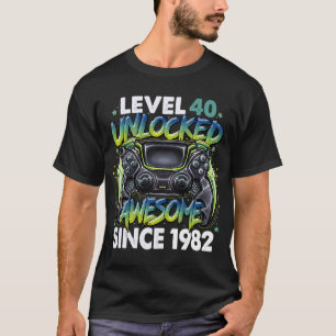 Camiseta Nível 40 Desbloqueado Incrível Desde 1982 aniversá