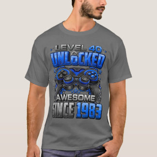 Camiseta Nível 40 Desbloqueado Incrível Desde 1983 40º Aniv