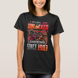Camiseta Nível 40 Desbloqueado Incrível Desde 1983 aniversá