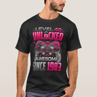 Camiseta Nível 40 Desbloqueado Incrível Desde 1983 aniversá