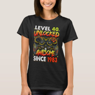 Camiseta Nível 40 Desbloqueado Incrível Desde 1983 aniversá