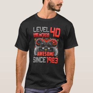 Camiseta Nível 40 Desbloqueado Incrível Desde 1983 aniversá