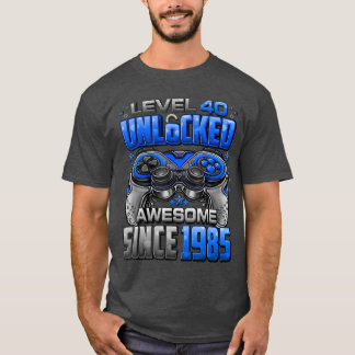 Camiseta Nível 40 Desbloqueado Incrível Desde 1985 40º Aniv