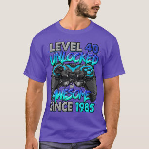 Camiseta Nível 40 Desbloqueado Incrível Desde 1985 40º Aniv