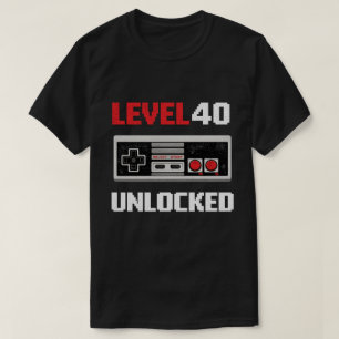 Camiseta Nível 40 Desbloqueado Jogos Retrô 40º Aniversário