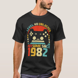 Camiseta Nível 40 Desbloqueado Vídeo Jogador 40º com 40 ano