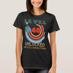 Camiseta Nível 40 Jogador de vídeo desbloqueado aniversário