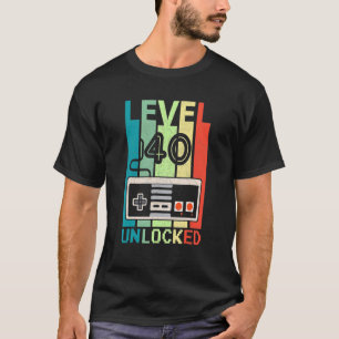 Camiseta Nível 40 Jogador de vídeo desbloqueado aniversário