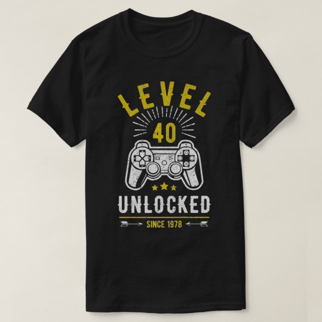 Camiseta Nível 40 T aniversário de 40 anos Gamer 40 yo desb (Frente do Design)