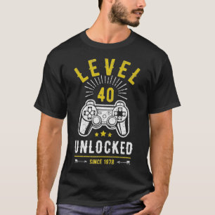 Camiseta Nível 40 T aniversário de 40 anos Gamer 40 yo desb