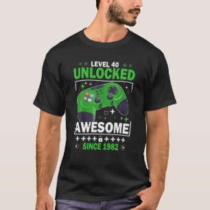 Camiseta Nível 40 Videos games Incríveis 1982 40Th Bi