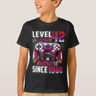 Camiseta Nível 42 Desbloqueado Incrível Desde 1980 42º Aniv