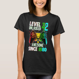 Camiseta Nível 42 Desbloqueado Incrível Desde 1980 42º Aniv