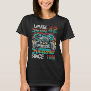 Camiseta Nível 42 Desbloqueado Incrível Desde 1981 42º Aniv