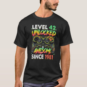 Camiseta Nível 42 Desbloqueado Incrível Desde 1981 42º Aniv