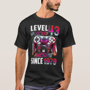 Camiseta Nível 43 Desbloqueado Incrível Desde 1979 43º Aniv