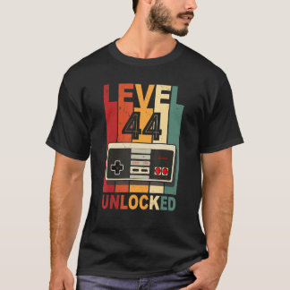Camiseta Nível 44 44 de Aniversário do Jogador de Vídeo Des