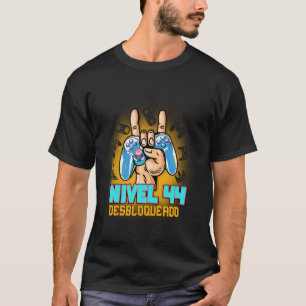Camiseta Nível 44 Desbloqueado 44º Aniversário Português Cu