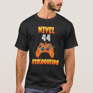Camiseta Nivel 44 Desbloqueado 44 Años de Edad Cumpleaños V