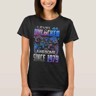 Camiseta Nível 44 Desbloqueado Incrível Desde 1979 44 Anive