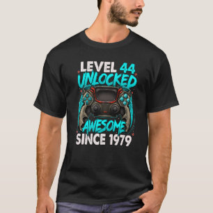 Camiseta Nível 44 Desbloqueado Incrível Desde 1979 44 Anive