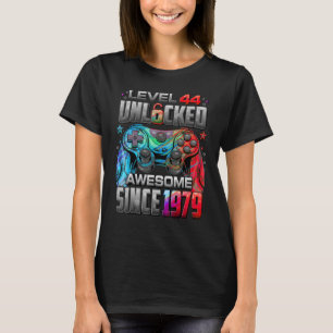 Camiseta Nível 44 Desbloqueado Incrível Desde 1979 44 Anive