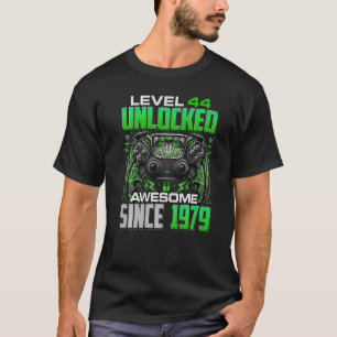 Camiseta Nível 44 Desbloqueado Incrível Desde 1979 44 Anive
