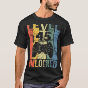 Camiseta Nível 45 Desbloqueado 45º Aniversário Para Jogador