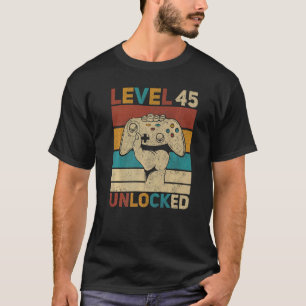 Camiseta Nível 45 Desbloqueado Jogador de 45 Anos de Idade