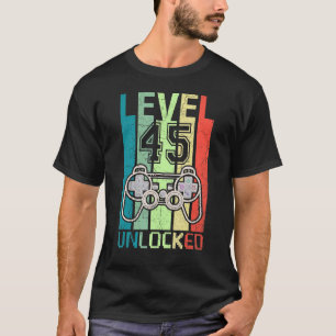 Camiseta Nível 45 Jogador de Vídeo 45º Aniversário Desbloqu
