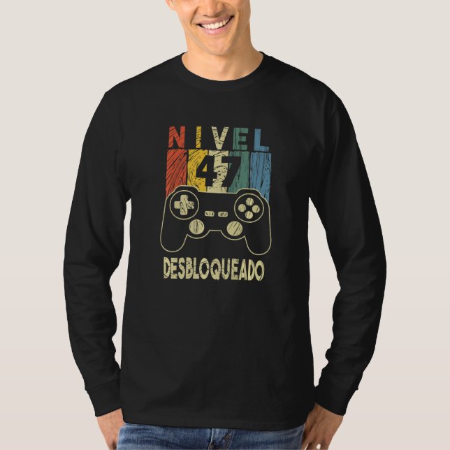 Camiseta Nivel 47 Desbloqueado Gamer 47 Años Hombre (Frente)