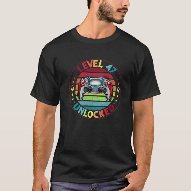 Camiseta Nível 47 Desbloqueado Incrível Desde 1974 47º Aniv (Frente)