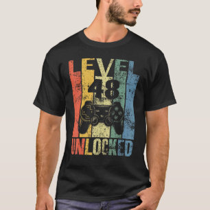 Camiseta Nível 48 Desbloqueado 48º Aniversário Para Jogador