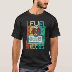 Camiseta Nível 48 Vídeo Gamer 48º aniversário desbloqueado