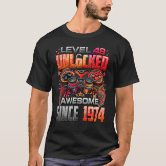 Camiseta Nível 49 Desbloqueado Incrível Desde 1974 49º Aniv
