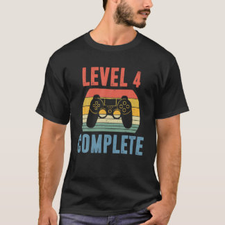 Camiseta Nível 4 Completo Engraçado De Jogador 4 Anos Casan