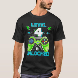 Camiseta Nível 4 Crianças De Aniversário Desbloqueadas 4º J